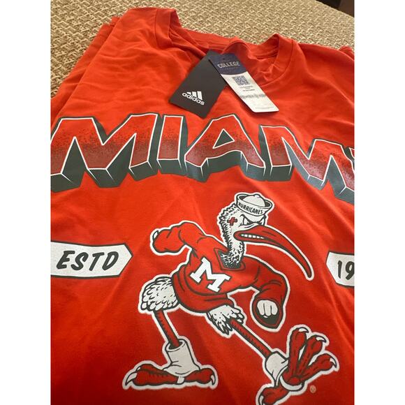 Miami Hurricanes adidas Short Sleeve Shirt men Orange Used XXL TOPS-119615 - Picture 2 of 6